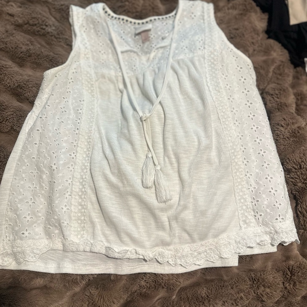 Knox Rose White Sleeveless Blouse size L